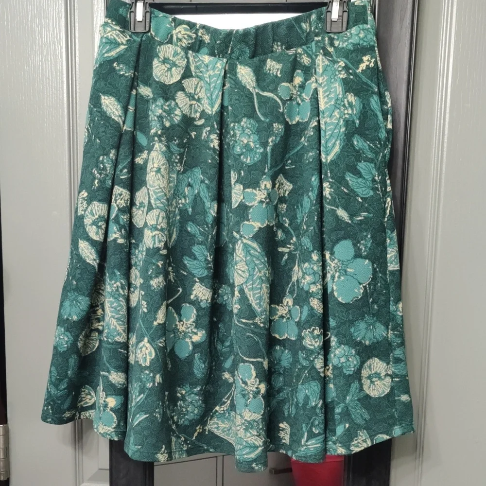 🎉LuLaRoe Teal And Green Floral A-Line Knee-length Circle Skirt